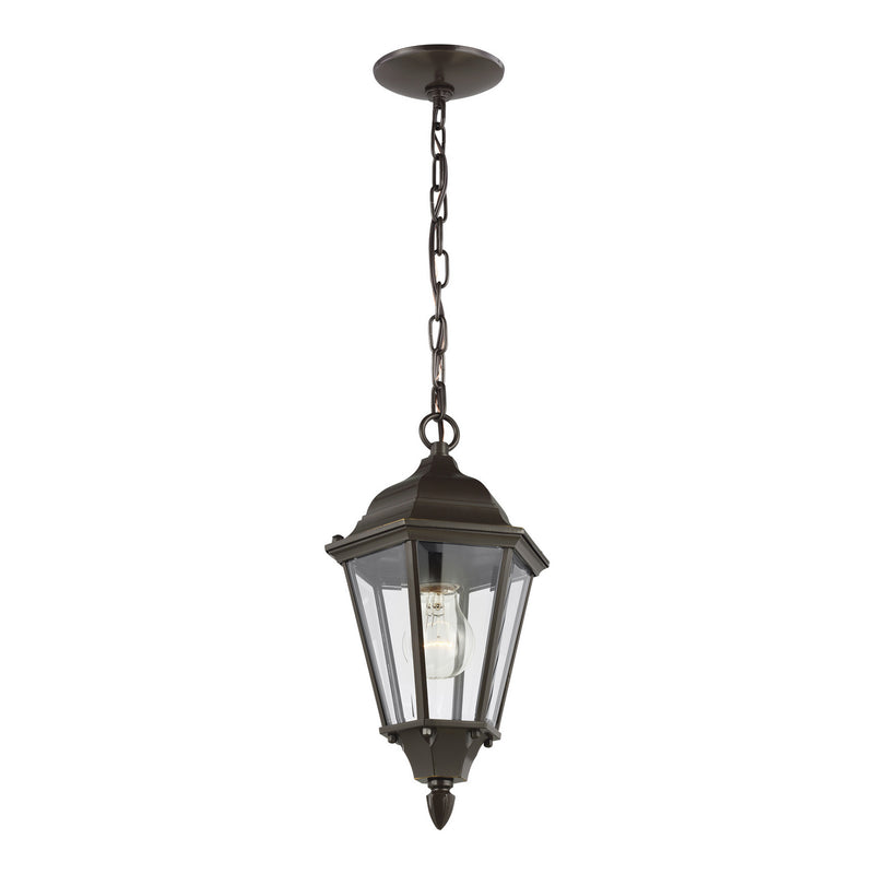 One Light Outdoor Pendant<br /><span style="color:#4AB0CE;">Entrega: 4-10 dias en USA</span><br /><span style="color:#4AB0CE;font-size:60%;">PREGUNTE POR ENTREGA EN PANAMA</span><br />Collection: Bakersville<br />Finish: Antique Bronze