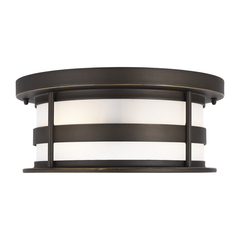 Two Light Outdoor Flush Mount<br /><span style="color:#4AB0CE;">Entrega: 4-10 dias en USA</span><br /><span style="color:#4AB0CE;font-size:60%;">PREGUNTE POR ENTREGA EN PANAMA</span><br />Collection: Wilburn<br />Finish: Antique Bronze