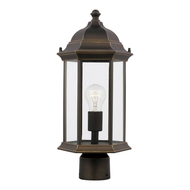 One Light Outdoor Post Lantern<br /><span style="color:#4AB0CE;">Entrega: 4-10 dias en USA</span><br /><span style="color:#4AB0CE;font-size:60%;">PREGUNTE POR ENTREGA EN PANAMA</span><br />Collection: Sevier<br />Finish: Antique Bronze