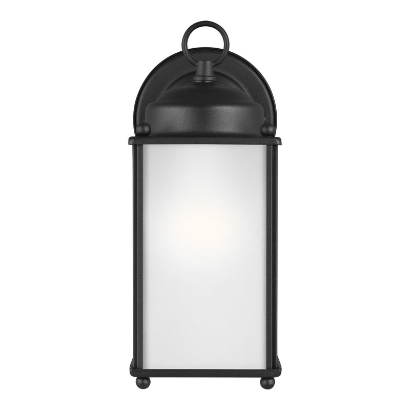 One Light Outdoor Wall Lantern<br /><span style="color:#4AB0CE;">Entrega: 6-7 semanas en USA</span><br /><span style="color:#4AB0CE;font-size:60%;">PREGUNTE POR ENTREGA EN PANAMA</span><br />Collection: New Castle<br />Finish: Black