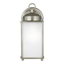 One Light Outdoor Wall Lantern<br /><span style="color:#4AB0CE;">Entrega: 13-14 semanas en USA</span><br /><span style="color:#4AB0CE;font-size:60%;">PREGUNTE POR ENTREGA EN PANAMA</span><br />Collection: New Castle<br />Finish: Antique Brushed Nickel