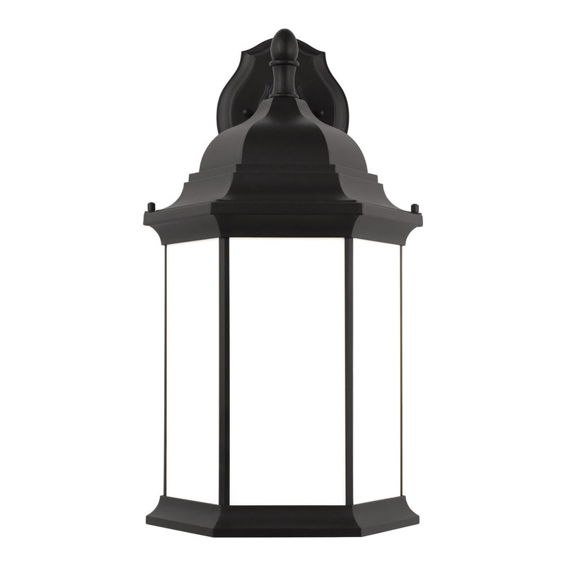 One Light Outdoor Wall Lantern<br /><span style="color:#4AB0CE;">Entrega: 4-10 dias en USA</span><br /><span style="color:#4AB0CE;font-size:60%;">PREGUNTE POR ENTREGA EN PANAMA</span><br />Collection: Sevier<br />Finish: Black