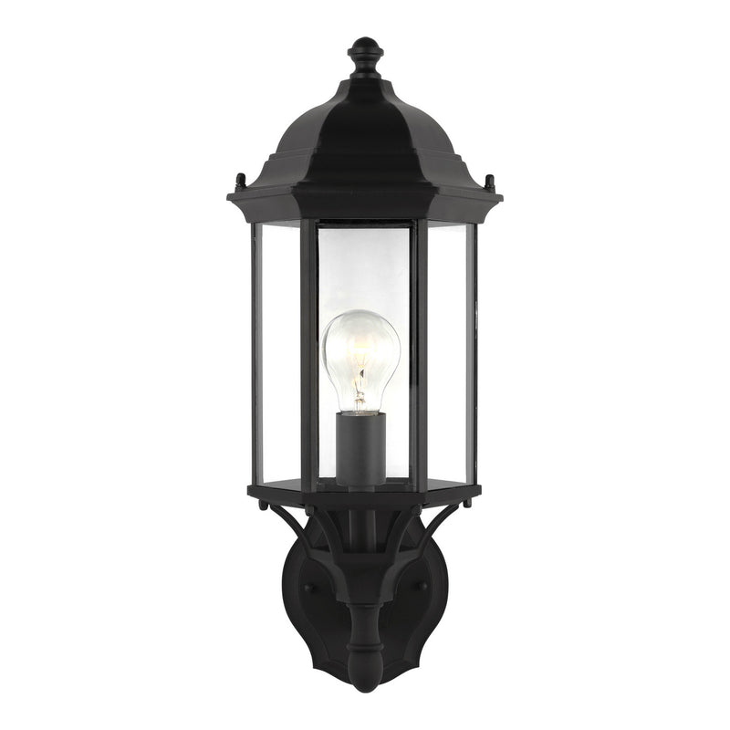 One Light Outdoor Wall Lantern<br /><span style="color:#4AB0CE;">Entrega: 4-10 dias en USA</span><br /><span style="color:#4AB0CE;font-size:60%;">PREGUNTE POR ENTREGA EN PANAMA</span><br />Collection: Sevier<br />Finish: Black