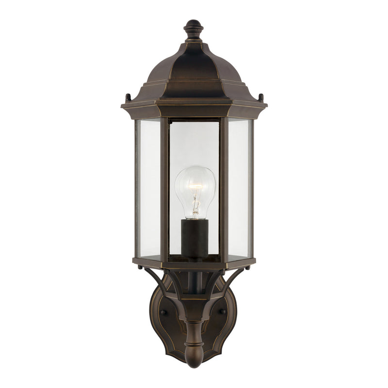 One Light Outdoor Wall Lantern<br /><span style="color:#4AB0CE;">Entrega: 4-10 dias en USA</span><br /><span style="color:#4AB0CE;font-size:60%;">PREGUNTE POR ENTREGA EN PANAMA</span><br />Collection: Sevier<br />Finish: Antique Bronze