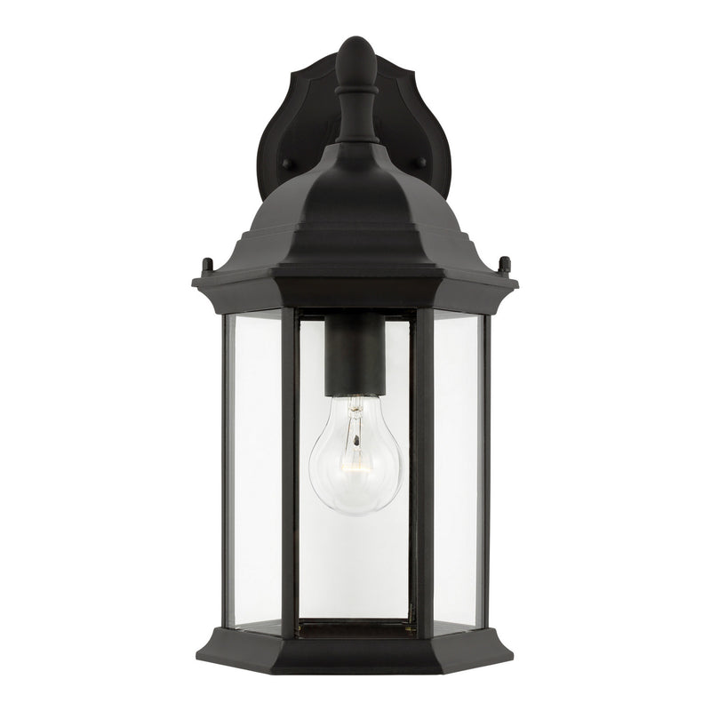 One Light Outdoor Wall Lantern<br /><span style="color:#4AB0CE;">Entrega: 4-10 dias en USA</span><br /><span style="color:#4AB0CE;font-size:60%;">PREGUNTE POR ENTREGA EN PANAMA</span><br />Collection: Sevier<br />Finish: Black