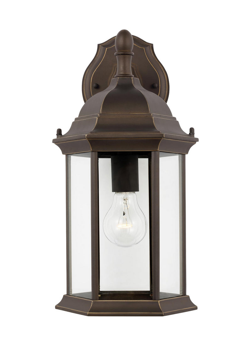 One Light Outdoor Wall Lantern<br /><span style="color:#4AB0CE;">Entrega: 4-10 dias en USA</span><br /><span style="color:#4AB0CE;font-size:60%;">PREGUNTE POR ENTREGA EN PANAMA</span><br />Collection: Sevier<br />Finish: Antique Bronze