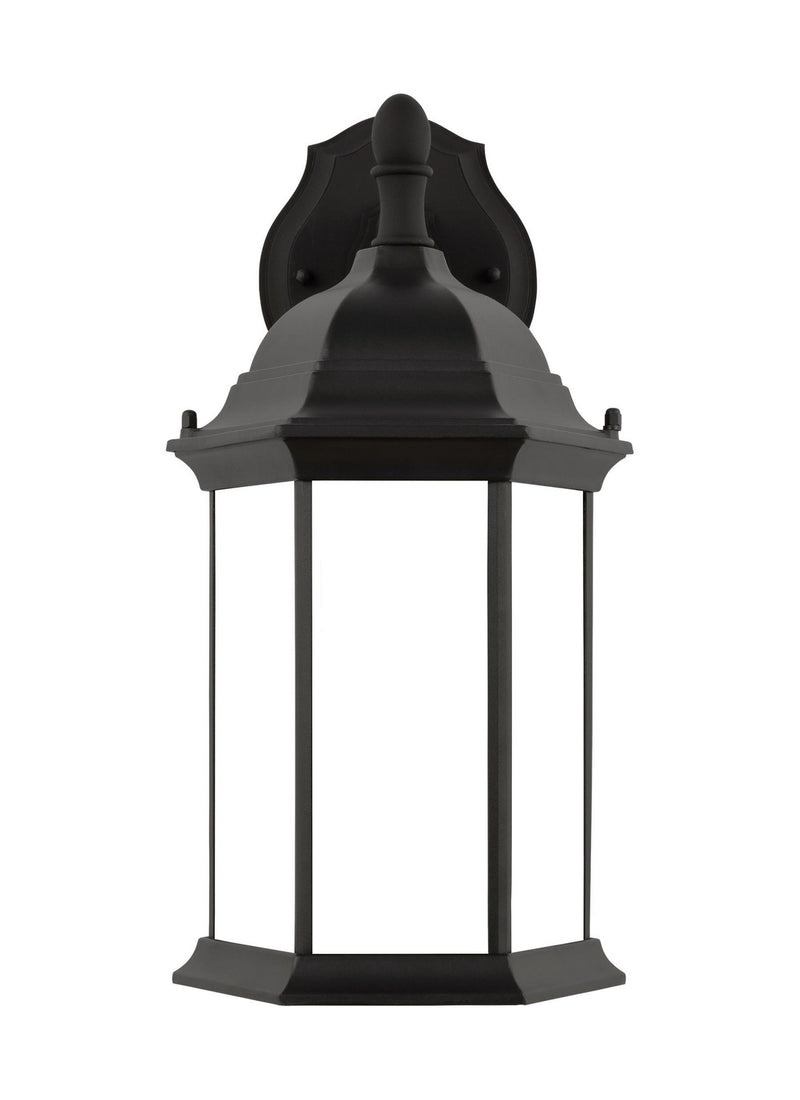 One Light Outdoor Wall Lantern<br /><span style="color:#4AB0CE;">Entrega: 4-10 dias en USA</span><br /><span style="color:#4AB0CE;font-size:60%;">PREGUNTE POR ENTREGA EN PANAMA</span><br />Collection: Sevier<br />Finish: Black