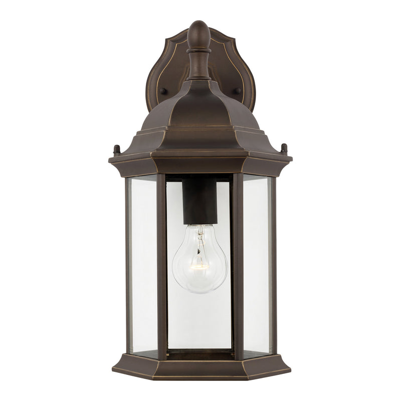 One Light Outdoor Wall Lantern<br /><span style="color:#4AB0CE;">Entrega: 4-10 dias en USA</span><br /><span style="color:#4AB0CE;font-size:60%;">PREGUNTE POR ENTREGA EN PANAMA</span><br />Collection: Sevier<br />Finish: Antique Bronze