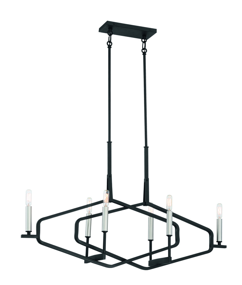 George Kovacs - P1496-712 - Six Light Island Pendant - Traveler - Sand Coal and Brushed Nickel