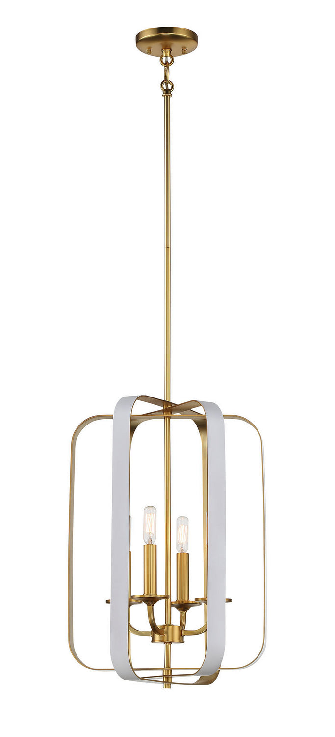 Minka-Lavery - 1214-706 - Four Light Pendant - Aureum - Matte White w/Honey Gold