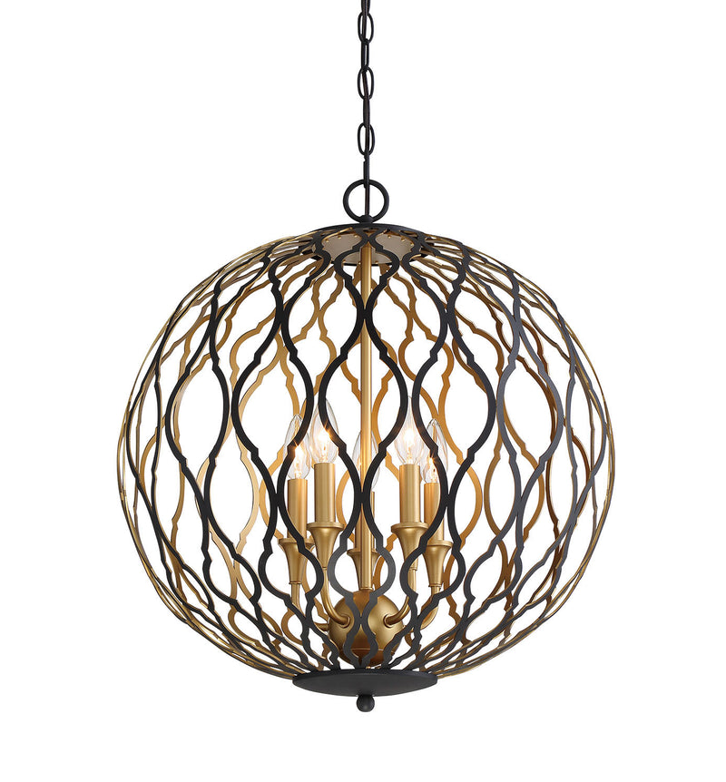Minka-Lavery - 2405-680 - Five Light Pendant - Gilded Glam - Sand Coal w/Painted And Plated Honey Gold