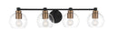 Minka-Lavery - 4914-653 - Four Light Bath - Keyport - Sand Coal w/Natural Brushed Brass