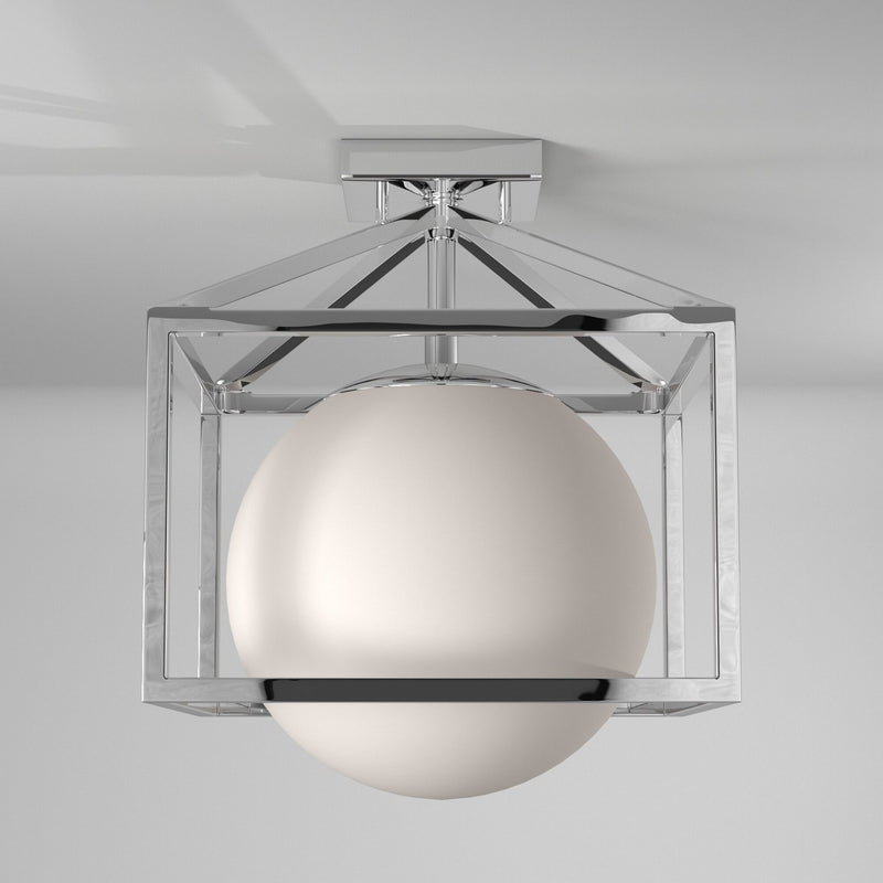 One Light Semi-Flush Mount<br /><span style="color:#4AB0CE;">Entrega: 4-10 dias en USA</span><br /><span style="color:#4AB0CE;font-size:60%;">PREGUNTE POR ENTREGA EN PANAMA</span><br />Collection: Eclipse<br />Finish: Polished Nickel