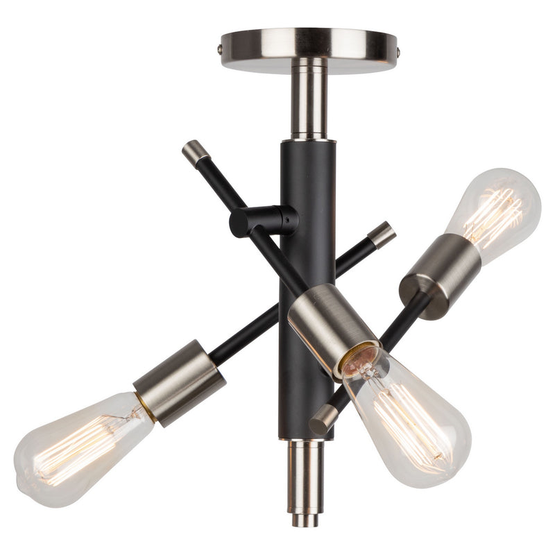 Three Light Semi Flush Mount<br /><span style="color:#4AB0CE;">Entrega: 4-10 dias en USA</span><br /><span style="color:#4AB0CE;font-size:60%;">PREGUNTE POR ENTREGA EN PANAMA</span><br />Collection: Truro<br />Finish: Black & Brushed Nickel