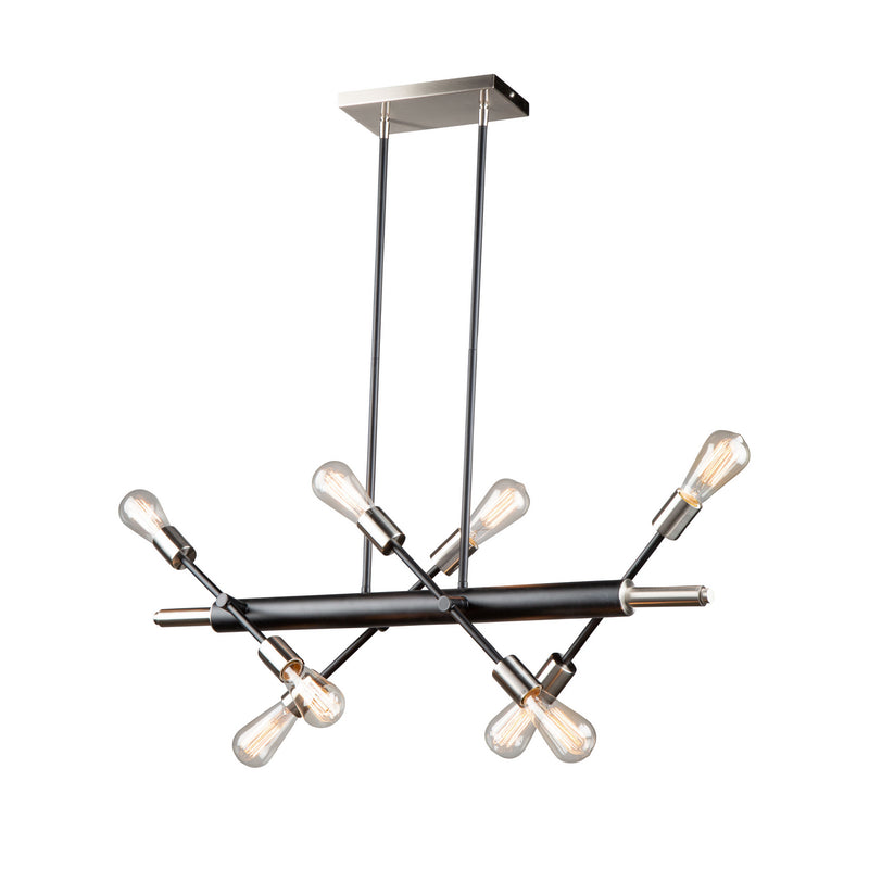 Eight Light Island Pendant<br /><span style="color:#4AB0CE;">Entrega: 4-10 dias en USA</span><br /><span style="color:#4AB0CE;font-size:60%;">PREGUNTE POR ENTREGA EN PANAMA</span><br />Collection: Truro<br />Finish: Black & Brushed Nickel