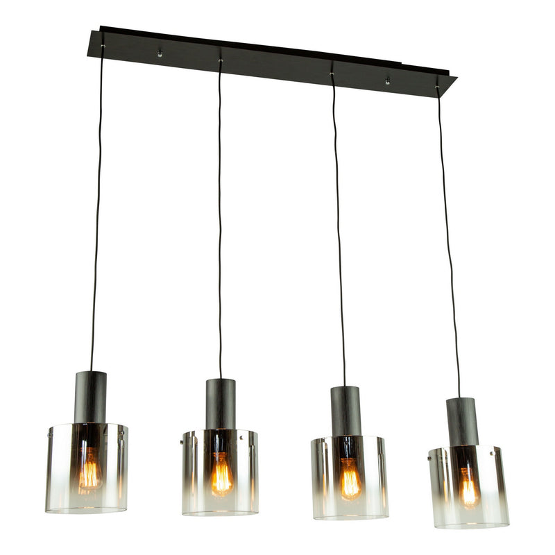 Four Light Island Pendant<br /><span style="color:#4AB0CE;">Entrega: 4-10 dias en USA</span><br /><span style="color:#4AB0CE;font-size:60%;">PREGUNTE POR ENTREGA EN PANAMA</span><br />Collection: Henley<br />Finish: Satin Black & Smoke Glass