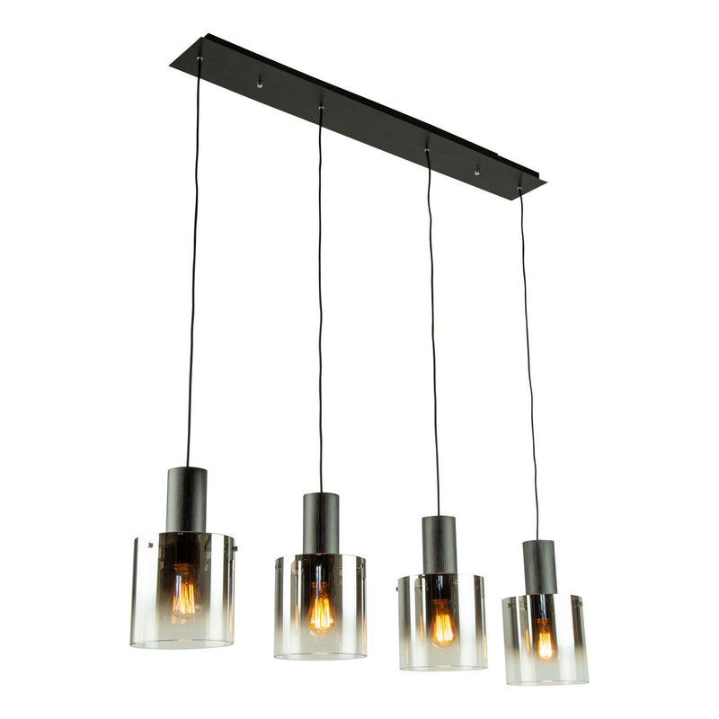 Artcraft Canada - AC11526SM - Four Light Island Pendant - Henley - Satin Black & Smoke Glass
