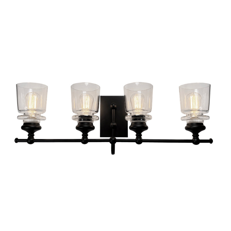 Artcraft Canada - AC11594BK - Four Light Wall Mount - Castara - Black & Brass