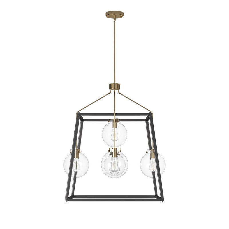 Five Light Chandelier<br /><span style="color:#4AB0CE;">Entrega: 4-10 dias en USA</span><br /><span style="color:#4AB0CE;font-size:60%;">PREGUNTE POR ENTREGA EN PANAMA</span><br />Collection: Bridgetown<br />Finish: Black & Harvest Brass