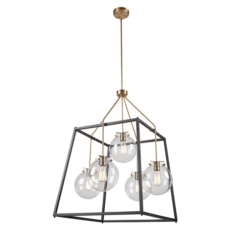 Five Light Chandelier<br /><span style="color:#4AB0CE;">Entrega: 4-10 dias en USA</span><br /><span style="color:#4AB0CE;font-size:60%;">PREGUNTE POR ENTREGA EN PANAMA</span><br />Collection: Bridgetown<br />Finish: Black & Harvest Brass