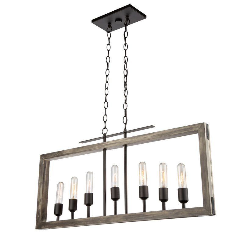 Seven Light Island Pendant<br /><span style="color:#4AB0CE;">Entrega: 4-10 dias en USA</span><br /><span style="color:#4AB0CE;font-size:60%;">PREGUNTE POR ENTREGA EN PANAMA</span><br />Collection: Gatehouse<br />Finish: Beach Wood & Black