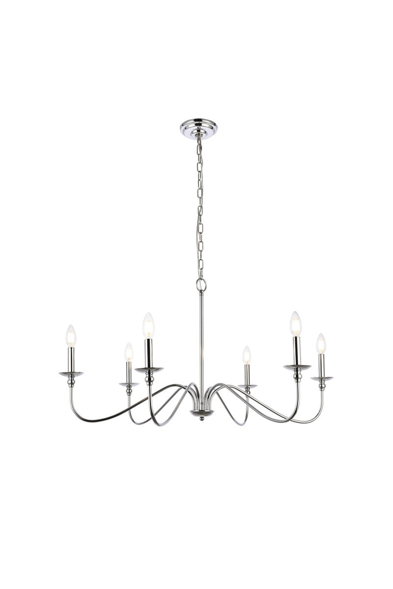 Six Lights Chandelier<br /><span style="color:#4AB0CE;">Entrega: 4-10 dias en USA</span><br /><span style="color:#4AB0CE;font-size:60%;">PREGUNTE POR ENTREGA EN PANAMA</span><br />Collection: Rohan<br />Finish: Polished Nickel