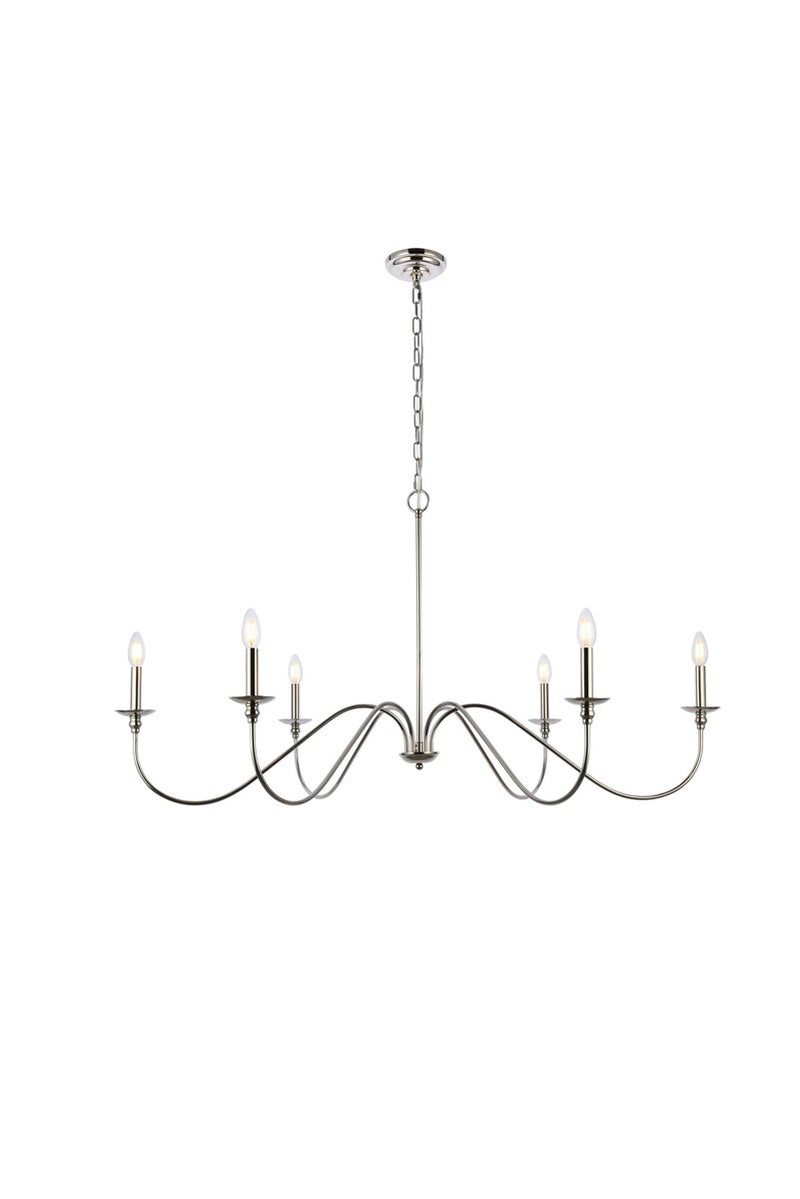 Six Light Chandelier<br /><span style="color:#4AB0CE;">Entrega: 4-10 dias en USA</span><br /><span style="color:#4AB0CE;font-size:60%;">PREGUNTE POR ENTREGA EN PANAMA</span><br />Collection: Rohan<br />Finish: Polished Nickel