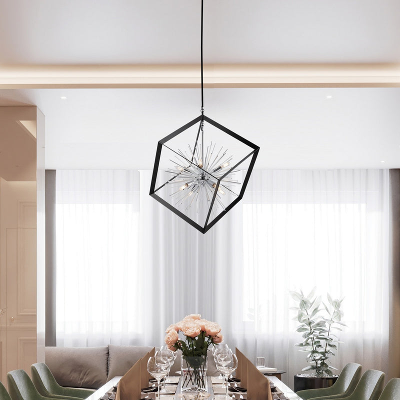 Artcraft Canada - AC11440CH - Eight Light Chandelier - Sunburst - Matte Black & Chrome