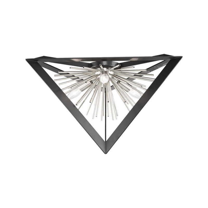 Three Light Flush Mount<br /><span style="color:#4AB0CE;">Entrega: 4-10 dias en USA</span><br /><span style="color:#4AB0CE;font-size:60%;">PREGUNTE POR ENTREGA EN PANAMA</span><br />Collection: Sunburst<br />Finish: Matte Black & Chrome