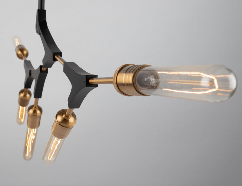 Five Light Chandelier<br /><span style="color:#4AB0CE;">Entrega: 4-10 dias en USA</span><br /><span style="color:#4AB0CE;font-size:60%;">PREGUNTE POR ENTREGA EN PANAMA</span><br />Collection: Filiali<br />Finish: Black & Harvest Brass
