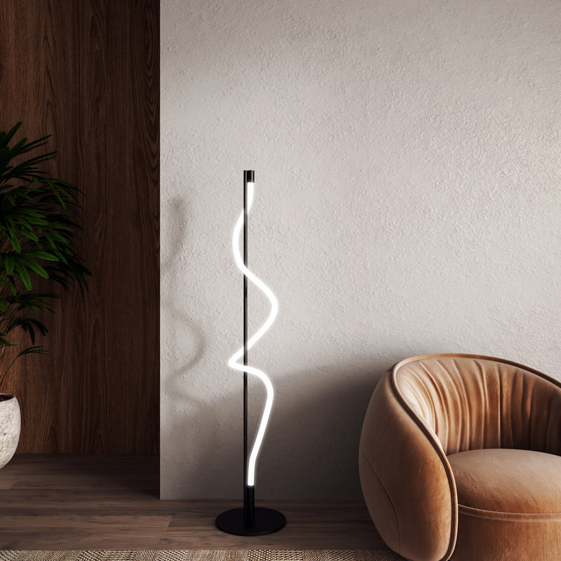 LED Floor Lamp<br /><span style="color:#4AB0CE;">Entrega: 1-2 semanas en USA</span><br /><span style="color:#4AB0CE;font-size:60%;">PREGUNTE POR ENTREGA EN PANAMA</span><br />Collection: Cursive<br />Finish: Black