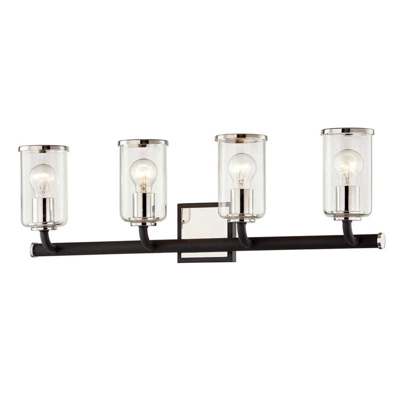 Troy Lighting - B7684-TBK/PN - Four Light Bath and Vanity - Aeon - Textured Black & Polish Nickel