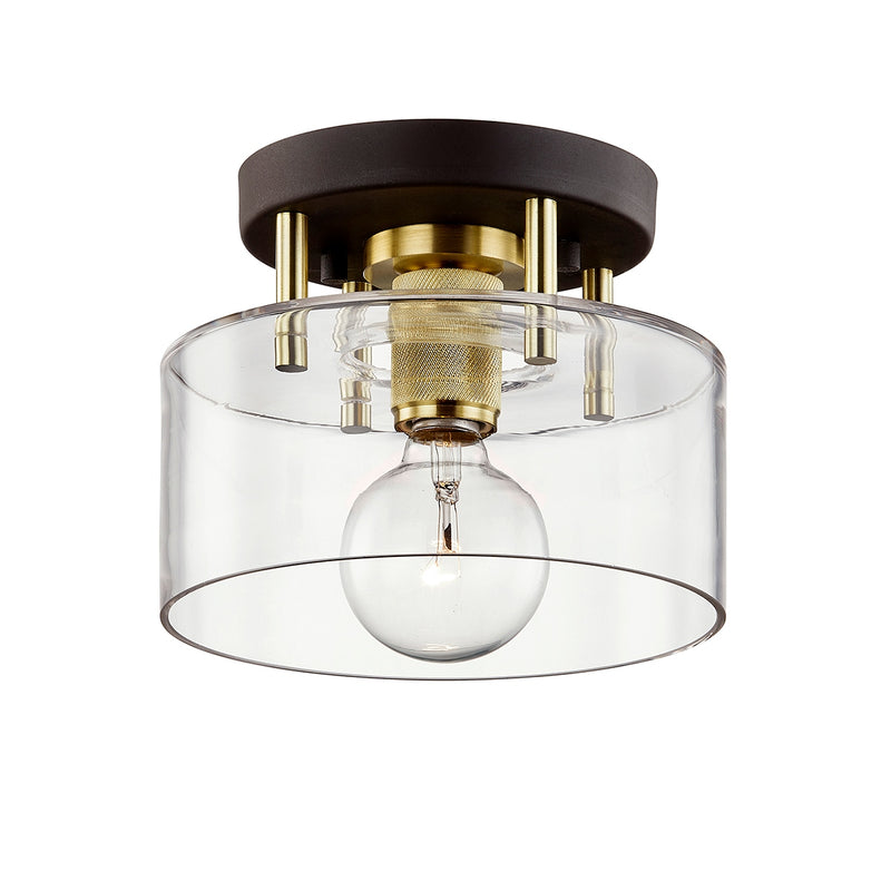 Troy Lighting - C7540-BRZ/BBA - One Light Semi-Flush Mount - Bergamot Station - Bronze/Brushed Brass