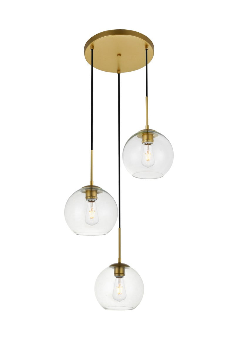 Elegant Lighting - LD2208BR - Three Light Pendant - BAXTER - Brass