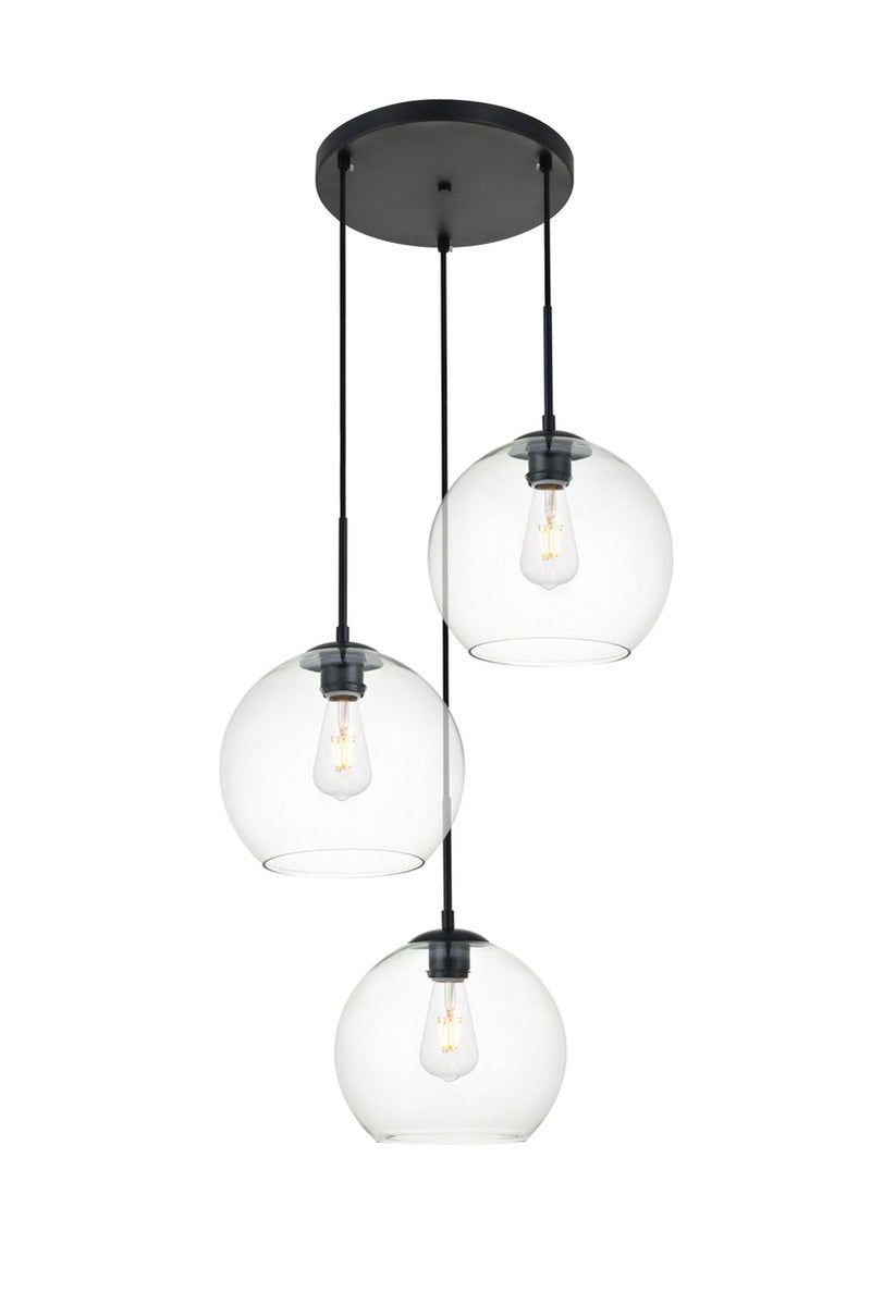 Elegant Lighting - LD2214BK - Three Light Pendant - BAXTER - Black