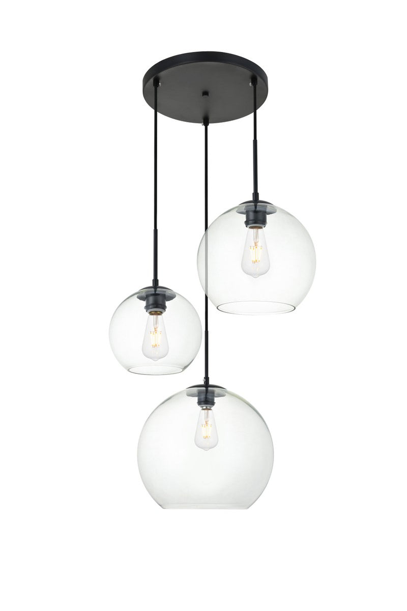 Elegant Lighting - LD2218BK - Three Light Pendant - BAXTER - Black