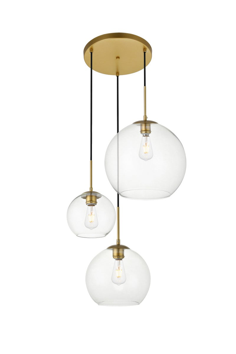 Elegant Lighting - LD2218BR - Three Light Pendant - BAXTER - Brass
