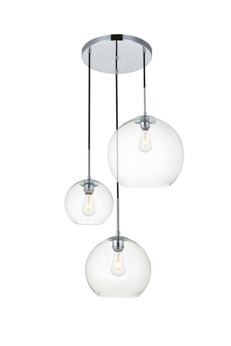 Elegant Lighting - LD2218C - Three Light Pendant - BAXTER - Chrome