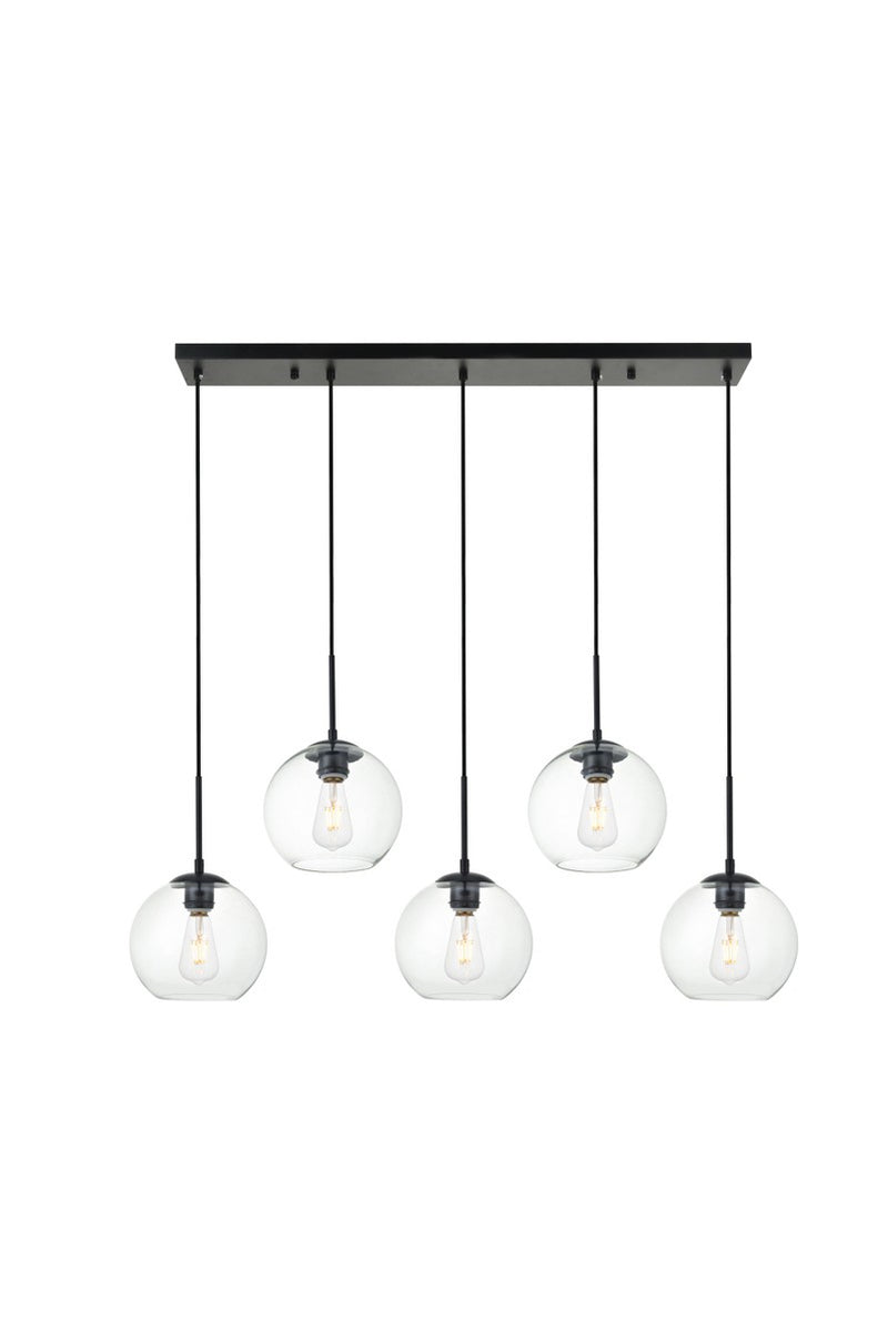Elegant Lighting - LD2228BK - Five Light Pendant - BAXTER - Black