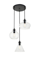 Elegant Lighting - LD2247BK - Three Light Pendant - DESTRY - Black