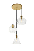 Elegant Lighting - LD2247BR - Three Light Pendant - DESTRY - Brass