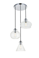 Elegant Lighting - LD2247C - Three Light Pendant - DESTRY - Chrome