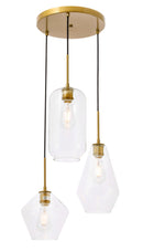 Elegant Lighting - LD2268BR - Three Light Pendant - Gene - Brass