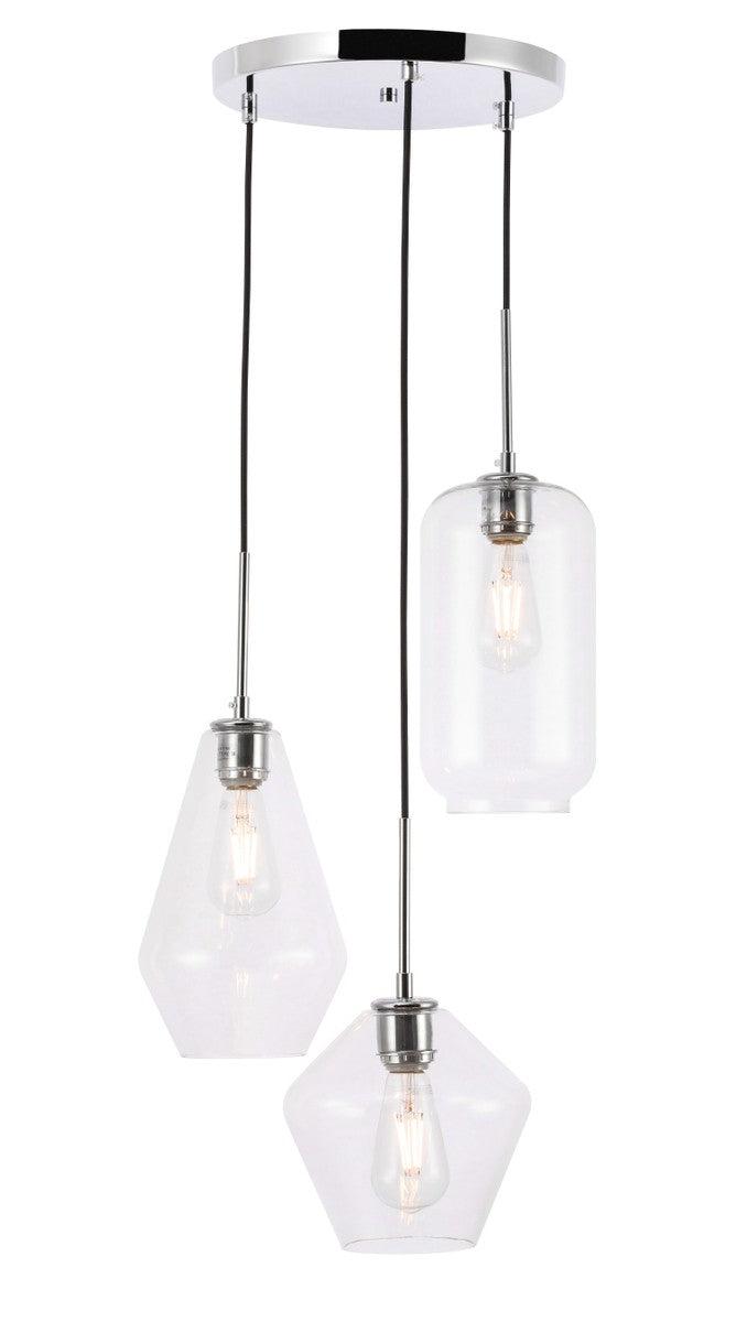 Elegant Lighting - LD2268C - Three Light Pendant - Gene - Chrome
