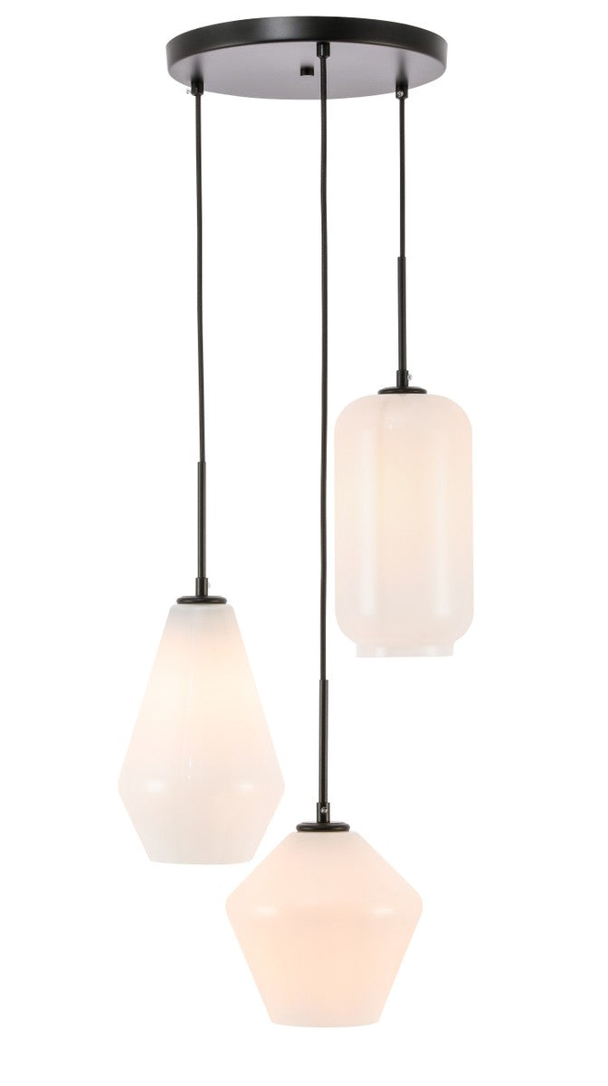 Elegant Lighting - LD2269BK - Three Light Pendant - Gene - Black