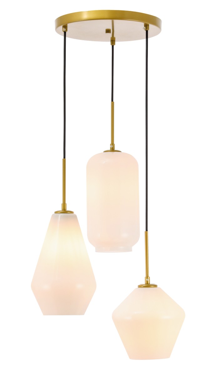 Elegant Lighting - LD2269BR - Three Light Pendant - Gene - Brass