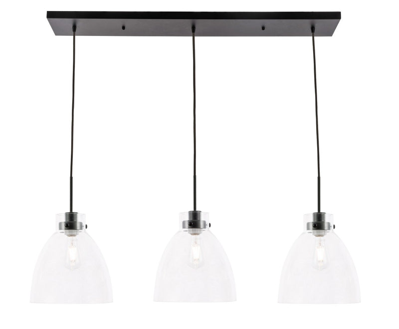 Elegant Lighting - LD5030D42BK - Three Light Pendant - Frey - Black