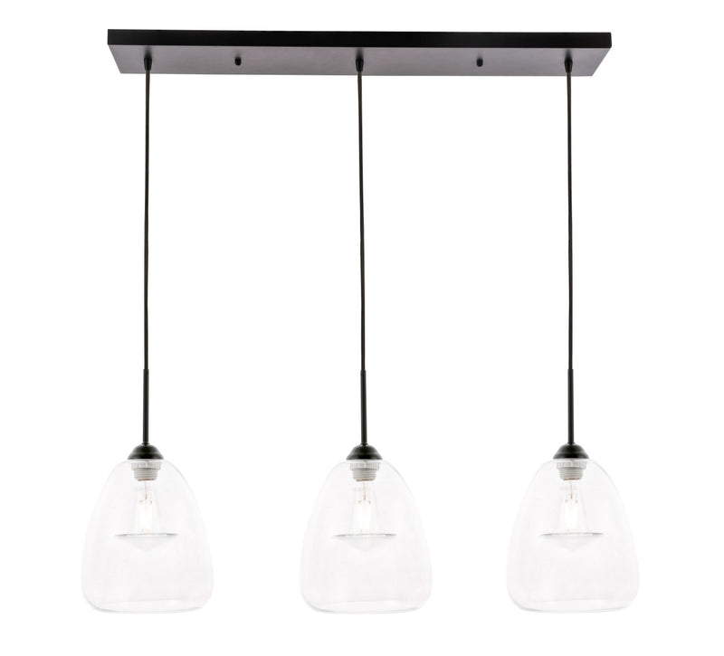 Elegant Lighting - LD5032D36BK - Three Light Pendant - Kason - Black
