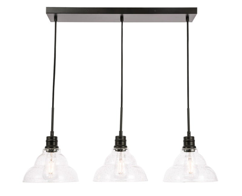 Elegant Lighting - LD6222BK - Three Light Pendant - Clive - Black