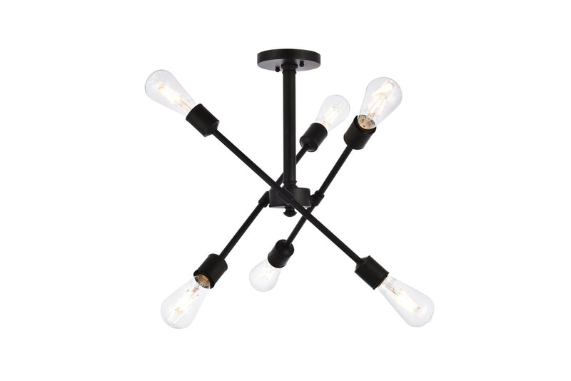 Elegant Lighting - LD8003D17BLA - Six Light Pendant - Axel - Black